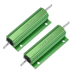 uxcell 2 Pcs Aluminum Case Resistor 100W 1K Ohm Wirewound Green for LED Replacement Converter 100W 1KRJ