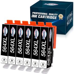564 Black Ink Cartridge Replacement for HP 564 Black Ink 564XL Compatible for HP Photosmart 5510 5520 5525 6510 6520 7525 Officejet 4620 Deskjet 3520 3522 C311a C309a C309g, (6 Black)