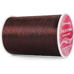 Satin Rattail Nylon Cord,2.5mm x 110 Yards Brown Beading String for Macrame Jewelry Necklaces Bracelets Making Chinese Knot Craft Trim Bulk Beading Thread(2.5, Brown) (DX2203FUTI)