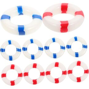Nautical Themed Miniature Life Ring Decorations - 10pcs - Ideal for Micro Landscapes - Dollhouse Wreaths - Coastal Gifts - Baby's Umbilical Cord Belly Bands - and Marine