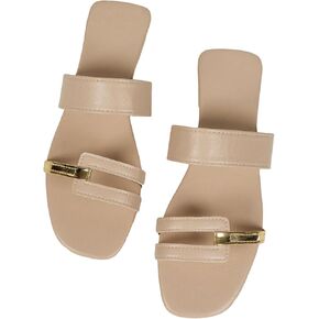 GORGLITTER Women's Rhinestone Flat Sandals Cut Out Strappy Square Open Toe Sandals in Saudi Arabia