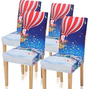 Chair Covers,Christmas Chair Covers, Santa Sends Gold Coins Christmas Chair Cover Set of 2,Holiday Christmas Dining Chair Covers,Stretch Removable Merry Christmas Chair Covers for Dining Room