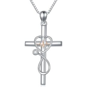 TOUPOP ممرضة قلادة الفضة الاسترليني السماعة الصليب قلادة نبضات القلب قلادة المرأة الطب قلادة مجوهرات ممرضة طبيب هدية التخرج للنساء in Kuwait