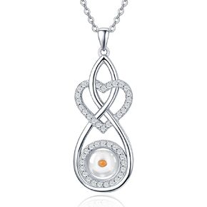 Mustard Seed Necklace for Women Birthstone Necklace Sterling Silver Heart Infinity Pendant Necklace Christian Jewelry Gifts for Your Daughter Granddaughter