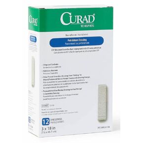 Curad Sterile Latex Free Petrolatum Gauze Dressing, 3" x 9" (Pack of 72)