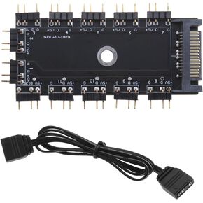 eMagTech 5V 3 Pin ARGB Hub for 3 Pin 5V Addressable RGB Headers/Controllers 1 to 11 Ports 12 Way 5V 3 Pin RGB LED Splitter Hub with 50cm 3 Pin RGB Extension Cable