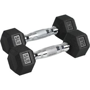 HolaHatha Iron Hexagonal Cast Exercise Dumbbell Free Weight with Contoured Textured Grip for Home Gym Exercise and Strength Training