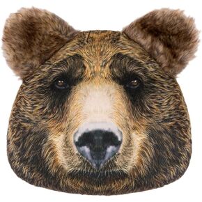 JWH 3D Bear Head Throw Pillow Decorative Animal Accent Pillow Pet Print Pillowcase Stuffed Plush Cushion Girls Kids Bed Bedroom Couch Colorful Faux Fur 12x10 Inch Black Brown