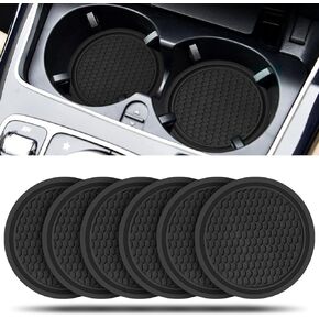 Car Coasters, 6PCS Universal Non-Slip Cup Holders Embedded in Ornaments Coaster,Car Cup Coasters (Black)