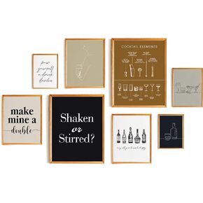 Whiskey Posters For Men Gallery Wall Set Of 8 Bar Cart Decor, Bar Essentials For Home Poster, Wine Poster Home Bar Decor, Alcohol Wall Art, Wine Bottle Wall Art, Drinks Poster Funky Wall Art(UNFRAMED)