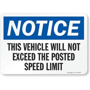 SmartSign-S-8676-EU-10 ملصق "إشعار - السيارة لن تتجاوز الحد الأقصى للسرعة" | فينيل مصفح مقاس 7 × 10 بوصة