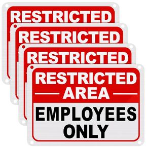 Tandefio 4 Pcs Restricted Area Employees Only Sign 10 x 7 Inches Do Not Enter Sign with 4 Pre Drilled Holes Reflective Warning Signs Rust Free Easy to Mount Aluminum UV Protected(Classic Style)