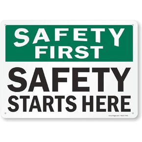 SmartSign "Safety First - Safety Starts Here" Sign | 10" x 14" Plastic