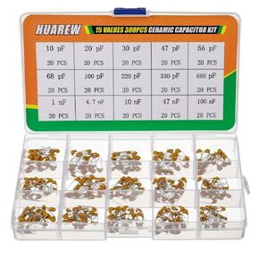10 Values 300 Pcs Ceramic Capacitor 0.1 0.15 0.22 0.33 0.47 0.68 1 2.2 4.7 10 uF/100-10000 nF Assortment Kit