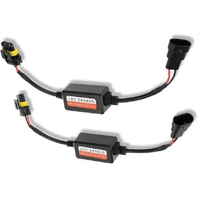 2 PCS 9006/HB4/9012 Car LED Light Bulb Decoder, Radio Audio LED Canbus High Beam and Low Beam Filter, Anti-Flicker Harness Adapter, Compatible with Cars, Motorcycles (Black)