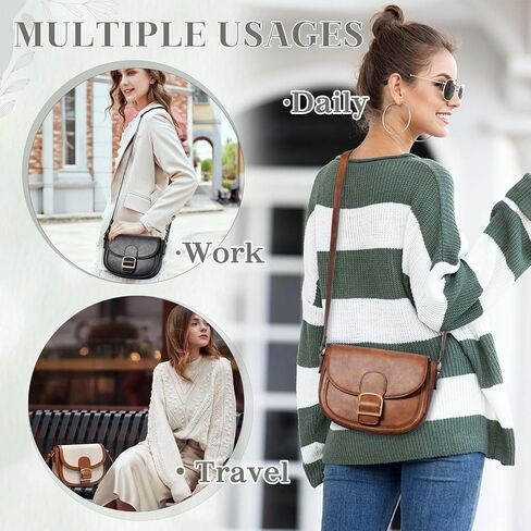 Kasqo Crossbody Bag for Women,Vegan Leather Fashion Small Shoulder Bag Ladies Handbag Saddle Purse with Adjustable Strap in Saudi Arabia
