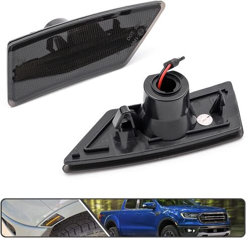 2 قطعة مصابيح LED كهرمانية كاملة لعلامات الجانب Ford Ranger Tremor XL XLT Lariat 2019 2020 2021 مؤشر الحاجز بدوره إشارة الضوء استبدال مصباح Sidemarker OEM عدسة مدخنة in Kuwait