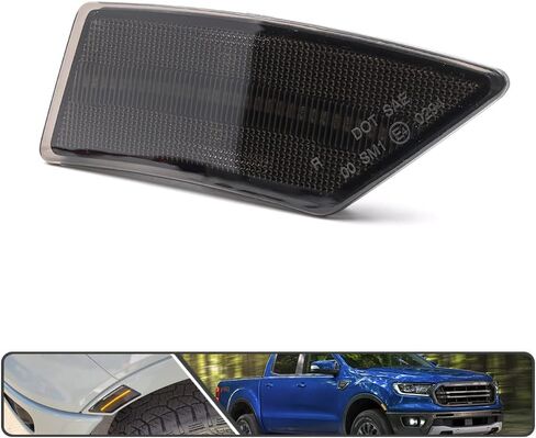 2 قطعة مصابيح LED كهرمانية كاملة لعلامات الجانب Ford Ranger Tremor XL XLT Lariat 2019 2020 2021 مؤشر الحاجز بدوره إشارة الضوء استبدال مصباح Sidemarker OEM عدسة مدخنة in Kuwait