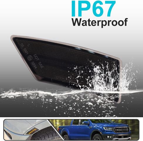 2 قطعة مصابيح LED كهرمانية كاملة لعلامات الجانب Ford Ranger Tremor XL XLT Lariat 2019 2020 2021 مؤشر الحاجز بدوره إشارة الضوء استبدال مصباح Sidemarker OEM عدسة مدخنة in Kuwait