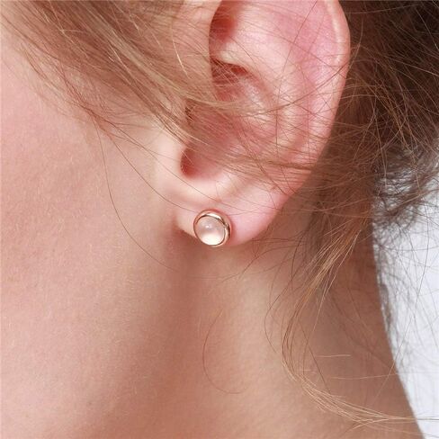 أقراط من الفضة الإسترليني المطلية بالذهب الوردي عيار 14 قيراط والكريستال الوردي الطبيعي للنساء/الفتيات in Kuwait