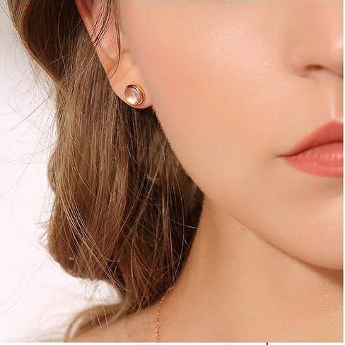 أقراط من الفضة الإسترليني المطلية بالذهب الوردي عيار 14 قيراط والكريستال الوردي الطبيعي للنساء/الفتيات in Kuwait