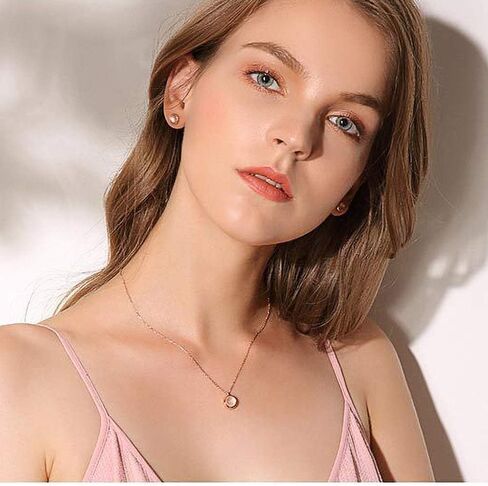 أقراط من الفضة الإسترليني المطلية بالذهب الوردي عيار 14 قيراط والكريستال الوردي الطبيعي للنساء/الفتيات in Kuwait