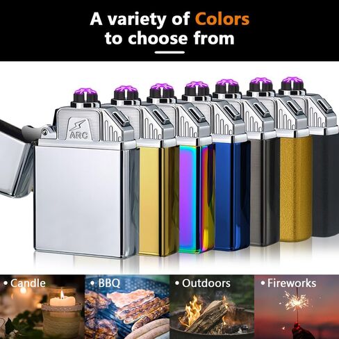 Electric Lighter Six Arc Plasma Lighter Rechargeable USB Lighter Cool Lighter Windproof Flameless Lighter with High Power Battery Electronic Lighter for Candle, Camping(Gold) in Saudi Arabia
