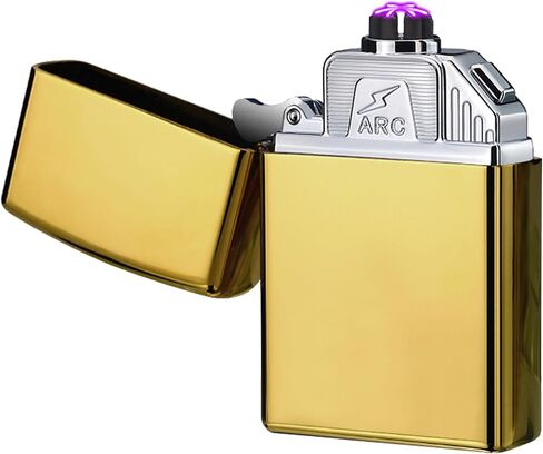 Electric Lighter Six Arc Plasma Lighter Rechargeable USB Lighter Cool Lighter Windproof Flameless Lighter with High Power Battery Electronic Lighter for Candle, Camping(Gold) in Saudi Arabia