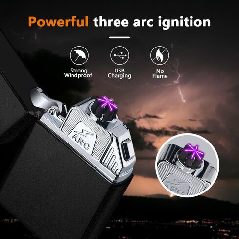Electric Lighter Six Arc Plasma Lighter Rechargeable USB Lighter Cool Lighter Windproof Flameless Lighter with High Power Battery Electronic Lighter for Candle, Camping(Gold) in Saudi Arabia