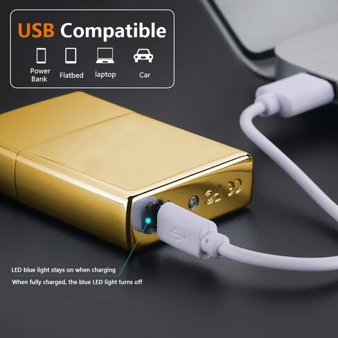 Electric Lighter Six Arc Plasma Lighter Rechargeable USB Lighter Cool Lighter Windproof Flameless Lighter with High Power Battery Electronic Lighter for Candle, Camping(Gold) in Saudi Arabia