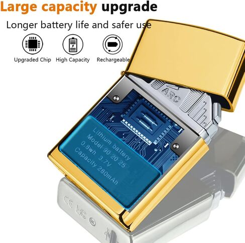 Electric Lighter Six Arc Plasma Lighter Rechargeable USB Lighter Cool Lighter Windproof Flameless Lighter with High Power Battery Electronic Lighter for Candle, Camping(Gold) in Saudi Arabia