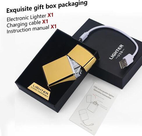 Electric Lighter Six Arc Plasma Lighter Rechargeable USB Lighter Cool Lighter Windproof Flameless Lighter with High Power Battery Electronic Lighter for Candle, Camping(Gold) in Saudi Arabia