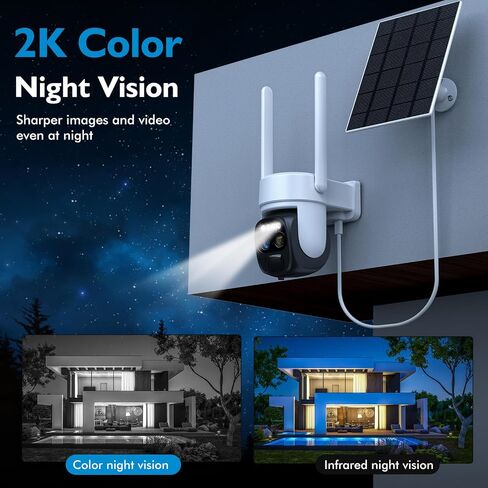 Hawkray Solar Security Wireless Outdoor Camera Dual-lens,10X Zoom,2K Resolution 360° Pan Tilt Control,Two-Way Audio with Spotlight Siren PIR Motion Detection in Saudi Arabia