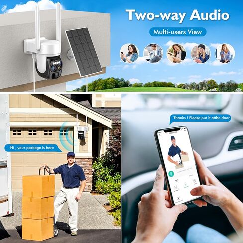 Hawkray Solar Security Wireless Outdoor Camera Dual-lens,10X Zoom,2K Resolution 360° Pan Tilt Control,Two-Way Audio with Spotlight Siren PIR Motion Detection in Saudi Arabia