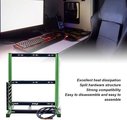 Computer Case Computer Chassis Open Frame Aluminum Computer Open Case Bracket PC Vertical DIY Frame Open Air Gaming Computer Case Chassis for ATX, M ATX, ITX Motherboards (Blue Black) in Saudi Arabia
