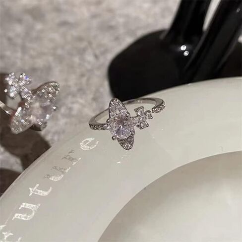 بيان خاتم للنساء البيضاوي قطع قابل للتعديل زركون مفتوحة الفرقة خاتم الخطوبة الزفاف الفرقة خواتم خاتم الخلود #6-10 # in Kuwait