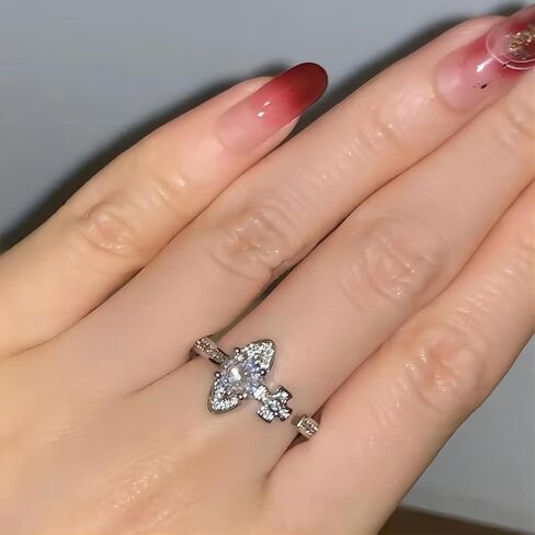 بيان خاتم للنساء البيضاوي قطع قابل للتعديل زركون مفتوحة الفرقة خاتم الخطوبة الزفاف الفرقة خواتم خاتم الخلود #6-10 # in Kuwait