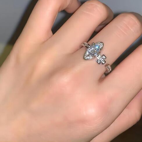 بيان خاتم للنساء البيضاوي قطع قابل للتعديل زركون مفتوحة الفرقة خاتم الخطوبة الزفاف الفرقة خواتم خاتم الخلود #6-10 # in Kuwait