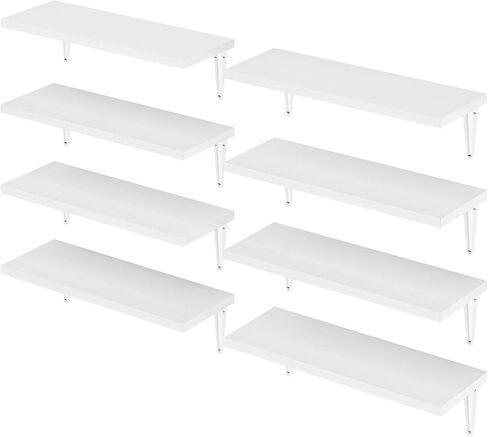 أرفف عائمة من Wallniture Arras مقاس 17 بوصة × 6 بوصة للجدار، وغرفة المعيشة على رف الكتب، وأرفف المطبخ للتخزين، ورف عائم لغرفة الطعام، ومجموعة أرفف حائط للمكتب المنزلي مكونة من 8 قطع، باللون الأبيض والخشب in Saudi Arabia