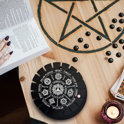 AHANDMAKER Pendulum Display Stand Wooden Pendulum Display Stand Stones Rocks Crystal Pendulum Holder with 18 Slots for Crystals Necklaces Accessories Decoration Spirit Altar Decoration - Chakra in Saudi Arabia