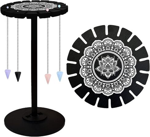 AHANDMAKER Pendulum Display Stand Wooden Pendulum Display Stand Stones Rocks Crystal Pendulum Holder with 18 Slots for Crystals Necklaces Accessories Decoration Spirit Altar Decoration - Chakra in Saudi Arabia