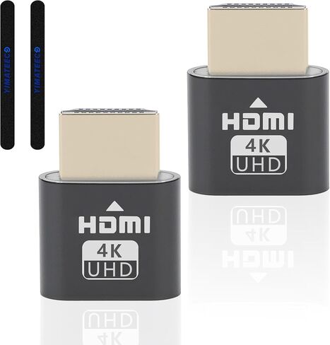 Displayport Dummy Plug EDID Emulator محول العرض الافتراضي، محول شبح مقطوع الرأس DP Dummy Plug 4K يدعم ما يصل إلى 3840x2160 @60HZ، 1080P (محاكي عرض الأشباح مقطوعة الرأس، عبوتان، رمادي) in Kuwait