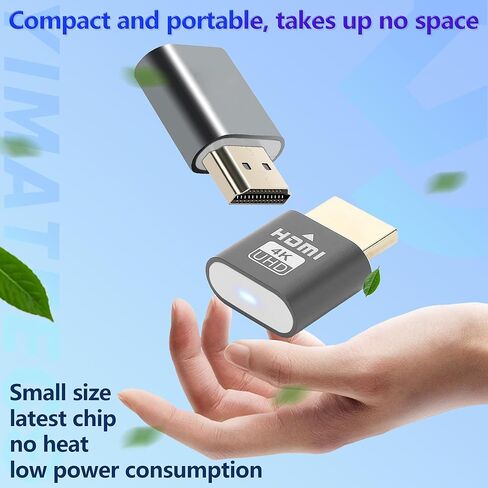 Displayport Dummy Plug EDID Emulator محول العرض الافتراضي، محول شبح مقطوع الرأس DP Dummy Plug 4K يدعم ما يصل إلى 3840x2160 @60HZ، 1080P (محاكي عرض الأشباح مقطوعة الرأس، عبوتان، رمادي) in Kuwait