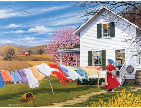 Bits and Pieces - 300 Piece Jigsaw Puzzle for Adults - 18" x 24" - On The Wind - 300 pc Large Piece Countryside Clothesline Jigsaw by John Sloane in Saudi Arabia