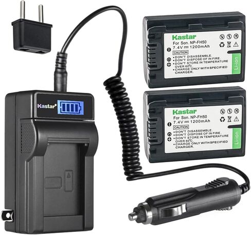 Kastar NP-FH50 LCD AC Battery Charger Compatible with Sony DCR-SR47 DCR-SR48 DCR-SR50 DCR-SR52 DCR-SR55 DCR-SR57 DCR-S60 DCR-SR62 DCR-SR65 DCR-SR77 DCR-SR8 DCR-SR80 DCR-SR82 DCR-SR85 Camera in Saudi Arabia