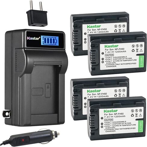Kastar NP-FH50 LCD AC Battery Charger Compatible with Sony DCR-SR47 DCR-SR48 DCR-SR50 DCR-SR52 DCR-SR55 DCR-SR57 DCR-S60 DCR-SR62 DCR-SR65 DCR-SR77 DCR-SR8 DCR-SR80 DCR-SR82 DCR-SR85 Camera in Saudi Arabia