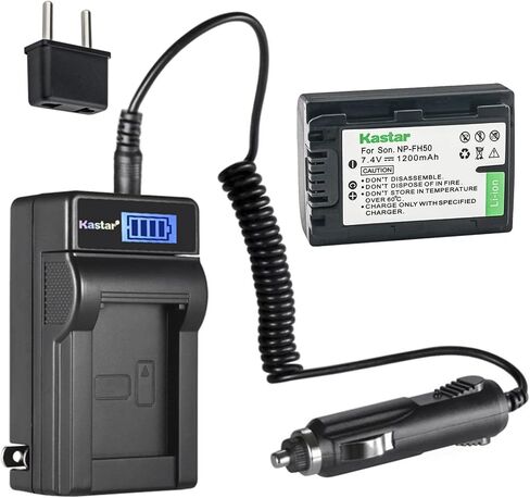 Kastar NP-FH50 LCD AC Battery Charger Compatible with Sony DCR-SR47 DCR-SR48 DCR-SR50 DCR-SR52 DCR-SR55 DCR-SR57 DCR-S60 DCR-SR62 DCR-SR65 DCR-SR77 DCR-SR8 DCR-SR80 DCR-SR82 DCR-SR85 Camera in Saudi Arabia
