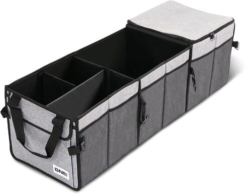 DNA MOTORING Car Trunk Organizer, Waterproof 600D Oxford Fabric with PVC Coating, 70L Foldable Trunk Organizer with 2 Compartments & 4 mesh Pockets, Suitable for Any Car, SUV, Grey, TOOLS-00420 in Saudi Arabia