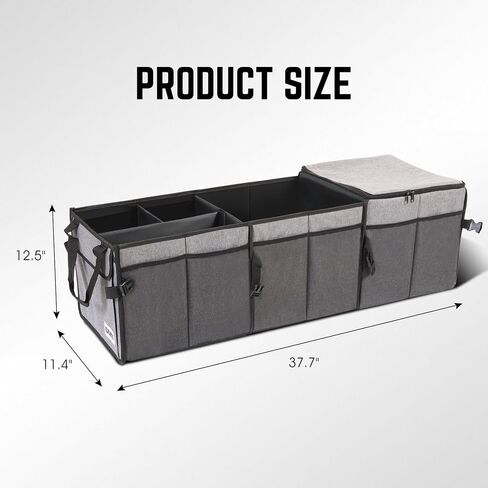 DNA MOTORING Car Trunk Organizer, Waterproof 600D Oxford Fabric with PVC Coating, 70L Foldable Trunk Organizer with 2 Compartments & 4 mesh Pockets, Suitable for Any Car, SUV, Grey, TOOLS-00420 in Saudi Arabia