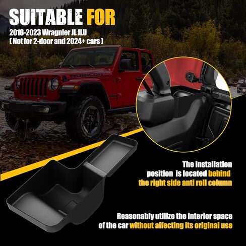 MIKKUPPA Wheel Well Storage Bin, Cargo Tray Rear Trunk Organizer Compatible with 2018-2023 Jeep Wrangler JL JLU Interior Storage Accessories, Left & Right Side, Black in Kuwait